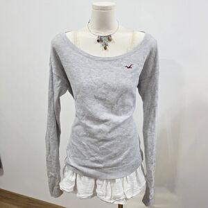 Hollister vintage grey long sleeve oversized sweater